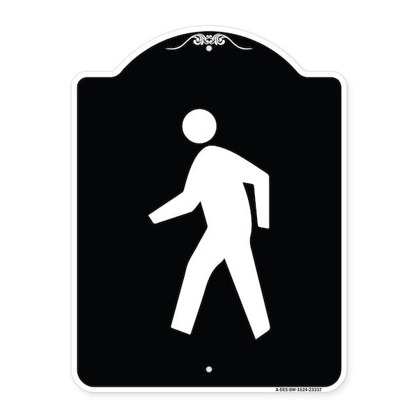 Signmission Pedestrian Crossing Symbol Heavy-Gauge Aluminum Architectural Sign, 24" x 18", BW-1824-23337 A-DES-BW-1824-23337 - main
